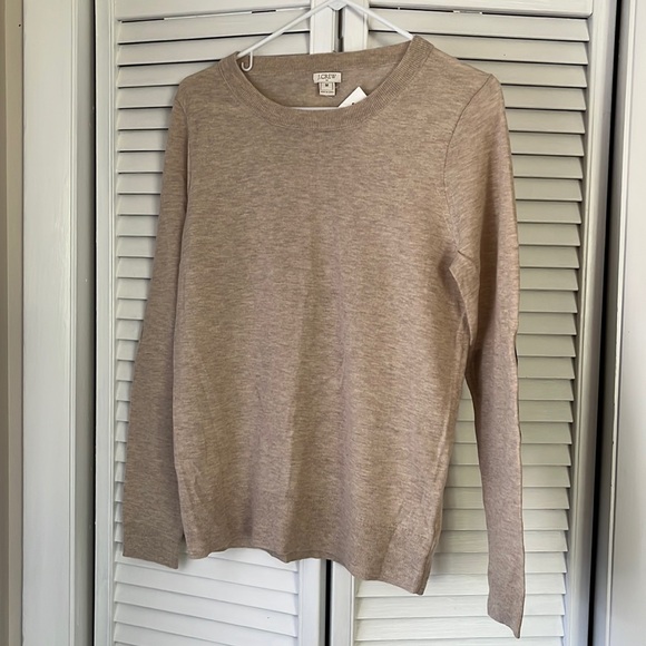 J. Crew Sweaters - JCrew Beige Merino Wool and Acrylic Sweater with Elbow Patches.